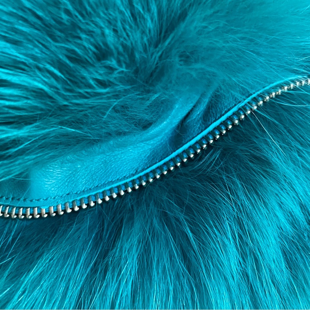 90s VTG ROBERTO CAVALLI Dyed Arctic Fox Fur w/Leather Zipper Detail RUNWAY - Picture 10 of 13